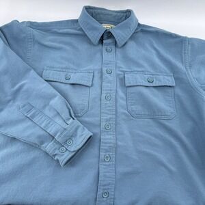 LL Bean Mens Size L Tall Button Down Shirt Blue Long Sleeve Cotton Heavy Weight